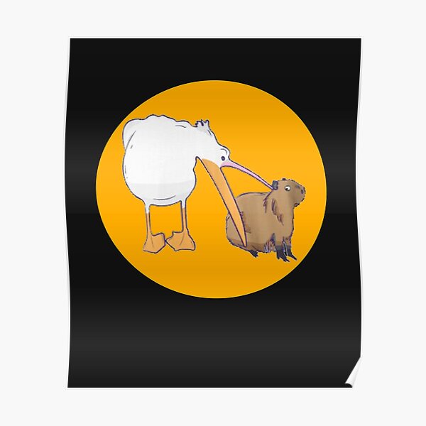 "Pelican Tries to Eat Capybara Funny Cute Meme Long Eating capybara funny" Poster for Sale by