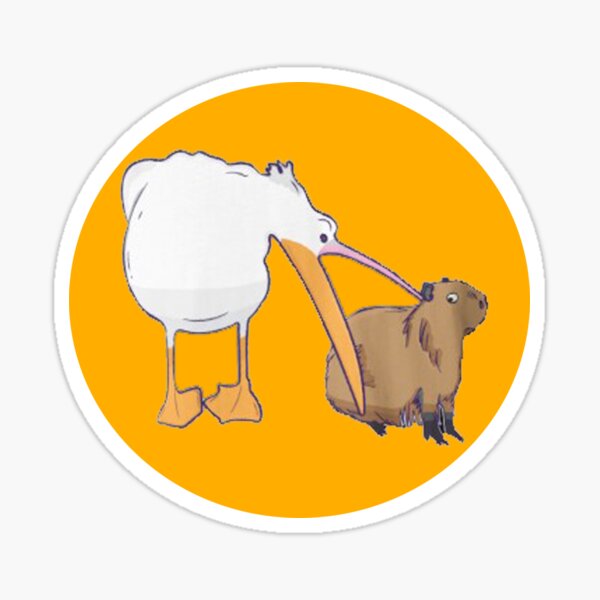 "Pelican Tries to Eat Capybara Funny Cute Meme Long Eating capybara funny" Sticker for Sale by