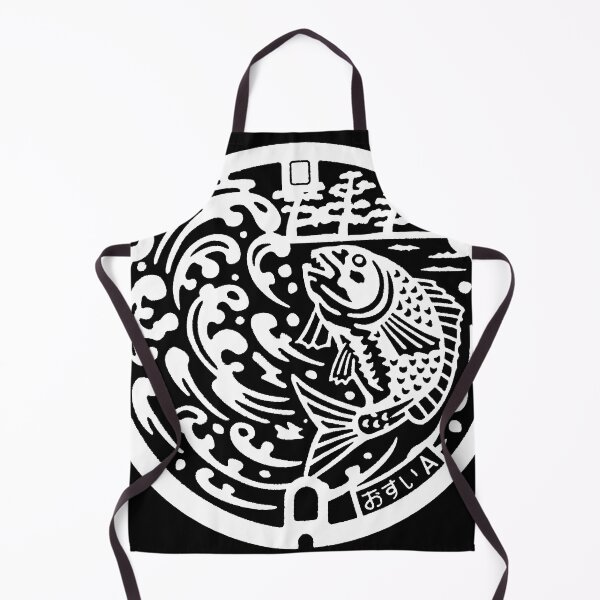 Item preview, Japanese manhole with fish breaching waves designed and sold by mattraski.