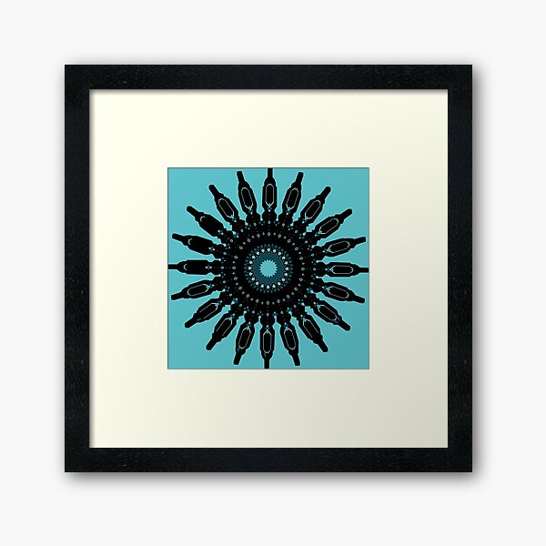 Blue & Black Mandala Framed Art Print