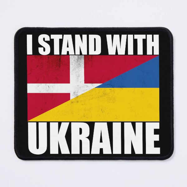 Item preview, Danish Stands With Ukraine - Vintage Flags and White Text designed and sold by ForUkraine2022.