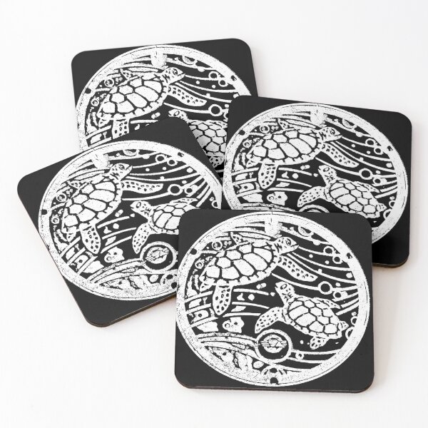 Item preview, Turtles in water on manhole in Japan - White designed and sold by mattraski.