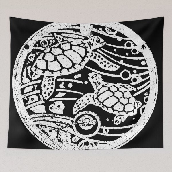 Item preview, Turtles in water on manhole in Japan - White designed and sold by mattraski.