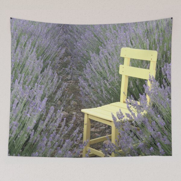 Item preview, Yellow Chair In A Lavender Field Photograph designed and sold by taiche.
