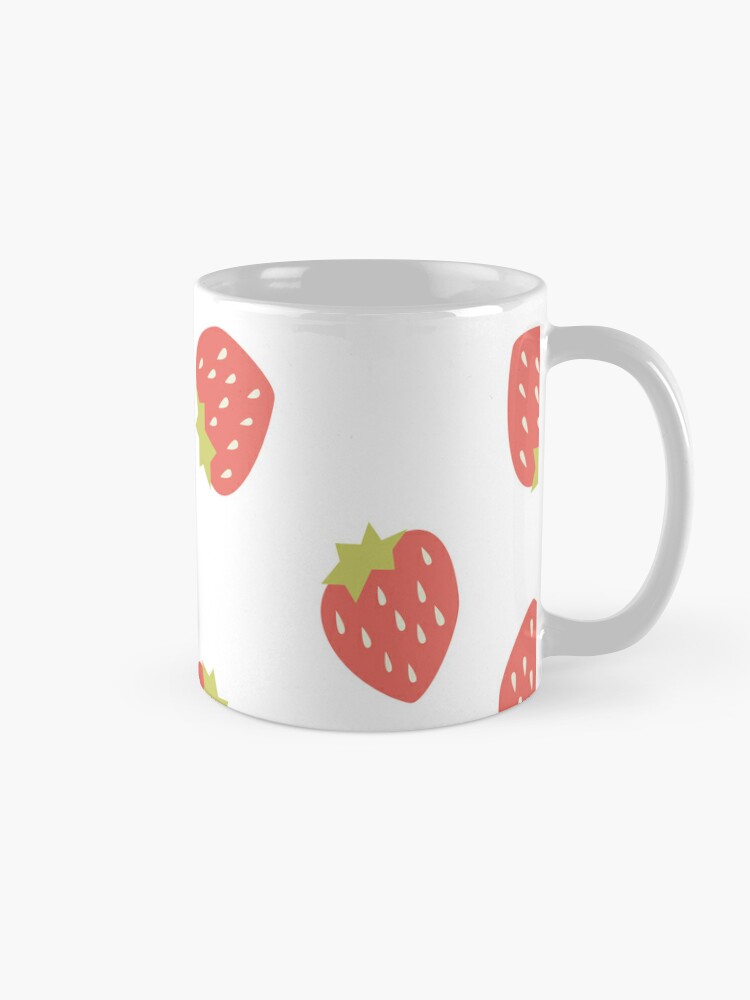 Strawberry Mug Overprint, Cottagecore Aesthetic Mug, Cute Coffee