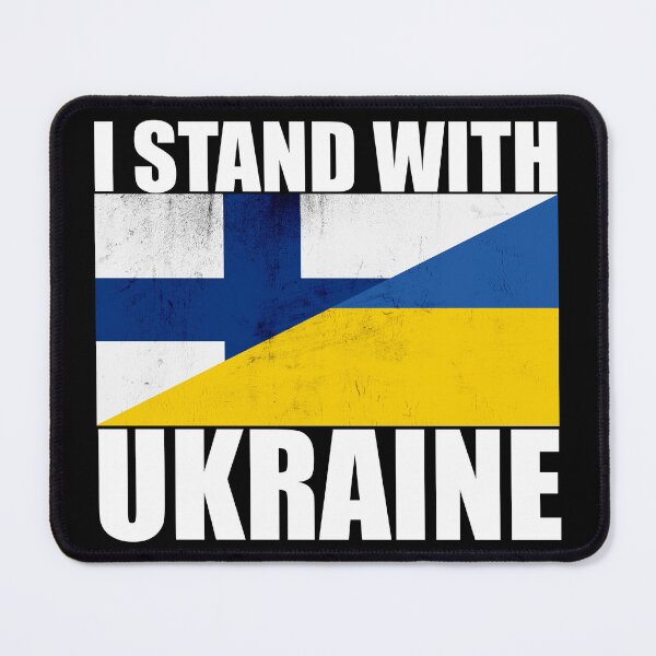 Item preview, Finns Stand With Ukraine - Vintage Flags and White Text designed and sold by ForUkraine2022.