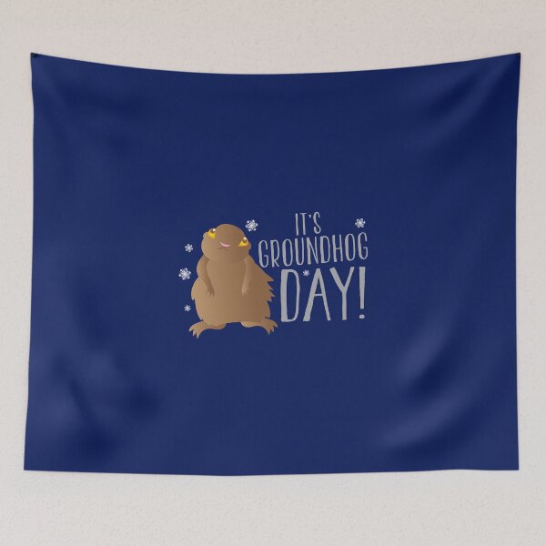 Item preview, It's GROUNDHOG DAY! with cute little groundhog and snowflakes designed and sold by jazzydevil.