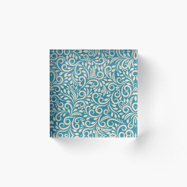 Item preview, Seamless floral pattern dark cyan background designed and sold by ByCreativtastic.