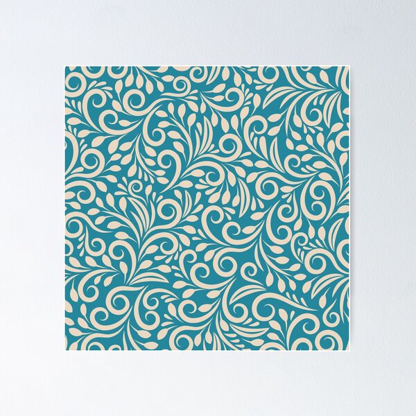 Artikelvorschau, Nahtloses Blumenmuster dunkler cyan-blauer Hintergrund entworfen und verkauft von ByCreativtastic.