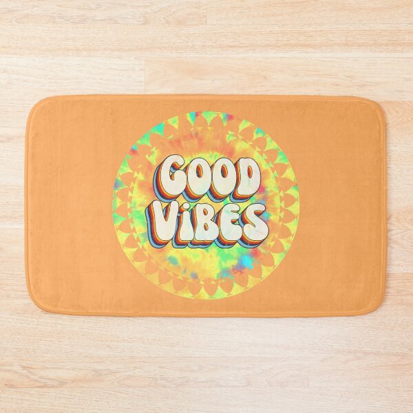 Item preview, Hippie Tie Dye Background Good Vibes 3D Extruded Bold Text Distressed Colorful Retro Script Typography designed and sold by Cawaiico.