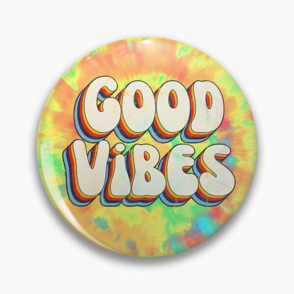 Item preview, Hippie Tie Dye Background Good Vibes 3D Extruded Bold Text Distressed Colorful Retro Script Typography designed and sold by Cawaiico.