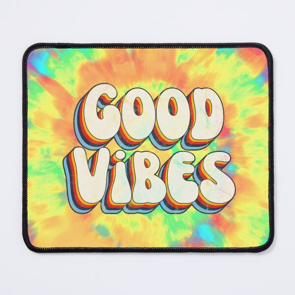 Item preview, Hippie Tie Dye Background Good Vibes 3D Extruded Bold Text Distressed Colorful Retro Script Typography designed and sold by Cawaiico.