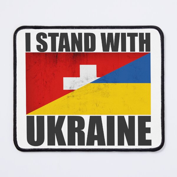 Item preview, Switzerland Stands With Ukraine - Vintage Flags and Black Text designed and sold by ForUkraine2022.