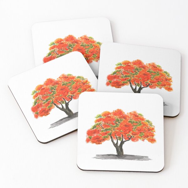 Item preview, hand painted Orange Flame of the forest trees  designed and sold by ColorandColor.