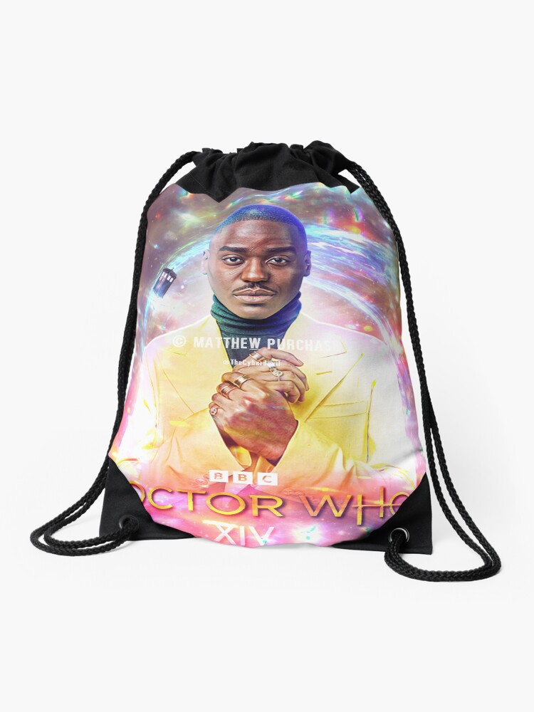 Thumbnail 1 of 3, Drawstring Bag, (watermarked) Ncuti Gatwa 14th Doctor - % to charity - By the original artist designed and sold by TheCyberdevil.