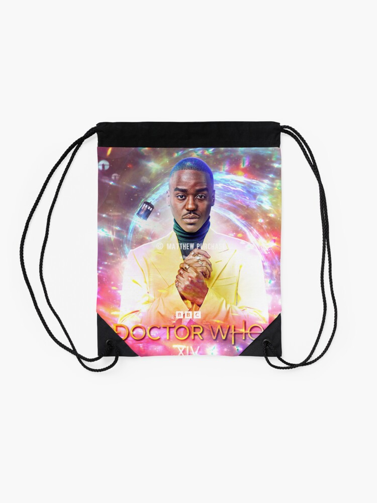 Thumbnail 2 of 3, Drawstring Bag, (watermarked) Ncuti Gatwa 14th Doctor - % to charity - By the original artist designed and sold by TheCyberdevil.