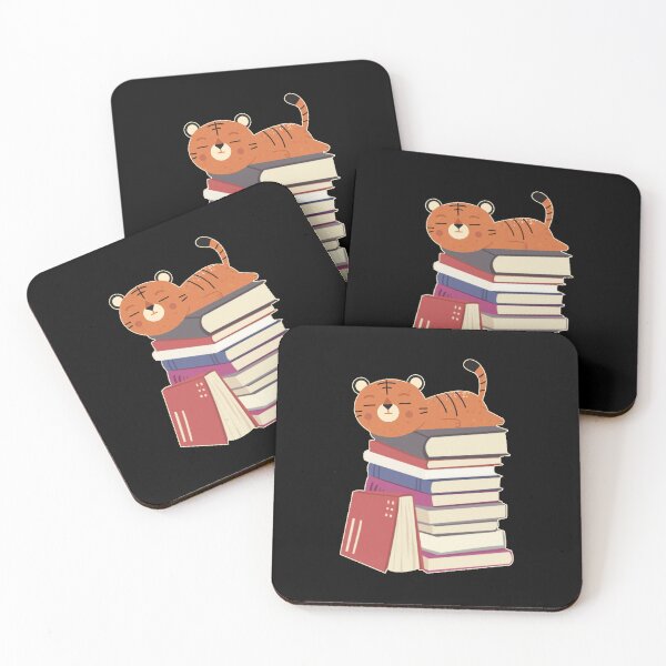 Item preview, Stack of books and a cute tiger sleeping on top designed and sold by shmodev.