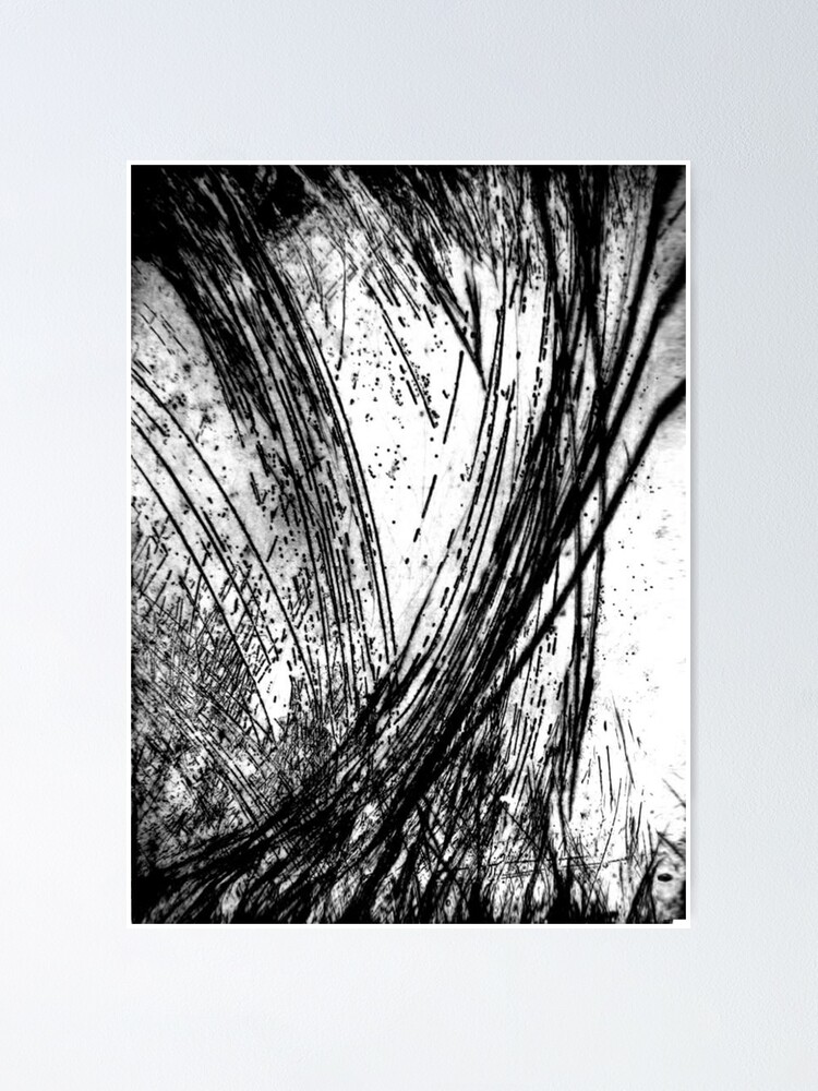 "SUMMER RAIN CALCOGRAPHY AQUAFORTE ETCHING BLACK LINES" Poster