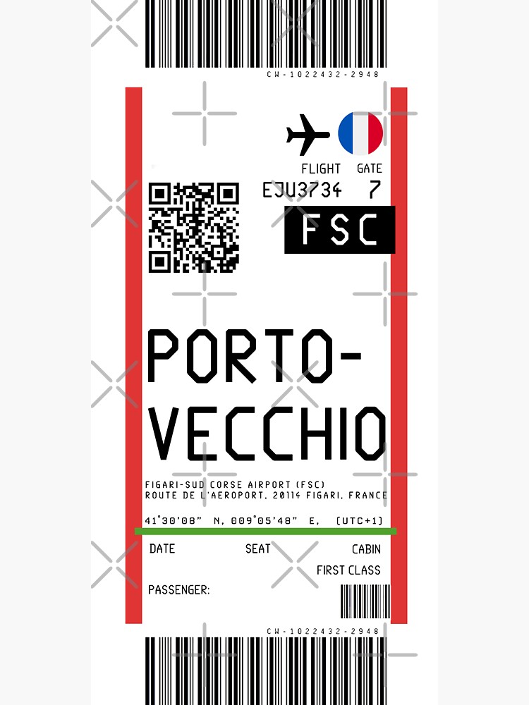 Figari Sud Corse Airport Fsc Boarding Pass Rickrolled Sticker For