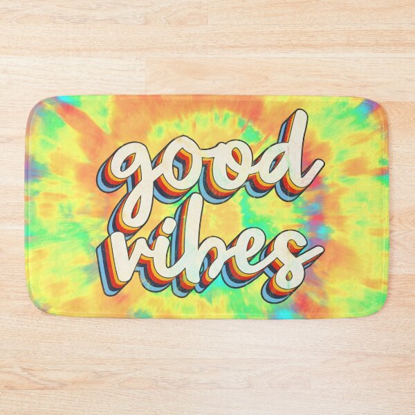 Item preview, Hippie Tie Dye Background Good Vibes 3D Extruded Text Distressed Colorful Retro Script Typography designed and sold by Cawaiico.