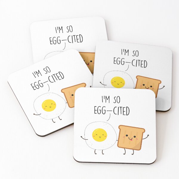 Item preview, I'm so egg-cited Pun, egg with toast pun quotes, funny kawaii Food vegan gift for men, women, boys, girls  designed and sold by NiceSpot.