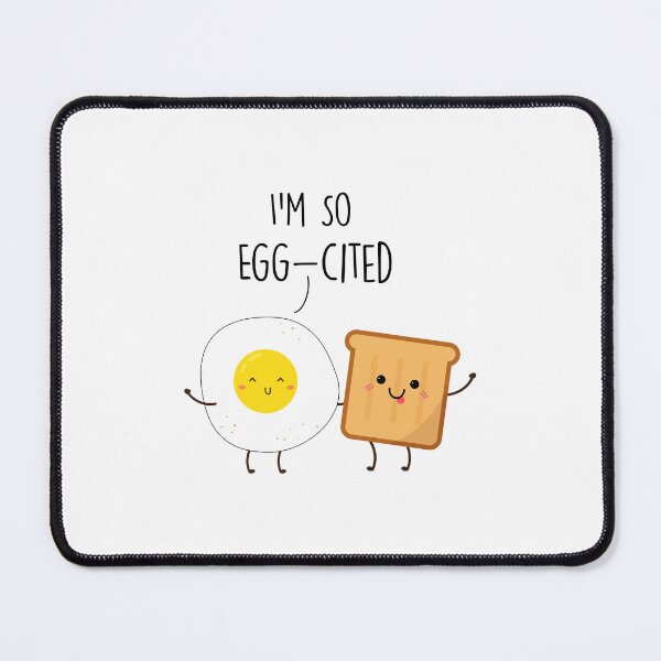 Item preview, I'm so egg-cited Pun, egg with toast pun quotes, funny kawaii Food vegan gift for men, women, boys, girls  designed and sold by NiceSpot.