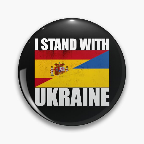 Item preview, Spaniards Stand With Ukraine - Vintage Flags and White Text designed and sold by ForUkraine2022.