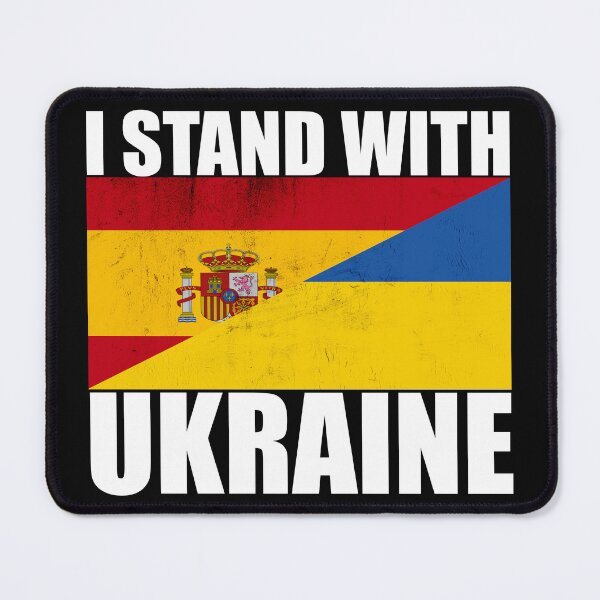 Item preview, Spaniards Stand With Ukraine - Vintage Flags and White Text designed and sold by ForUkraine2022.