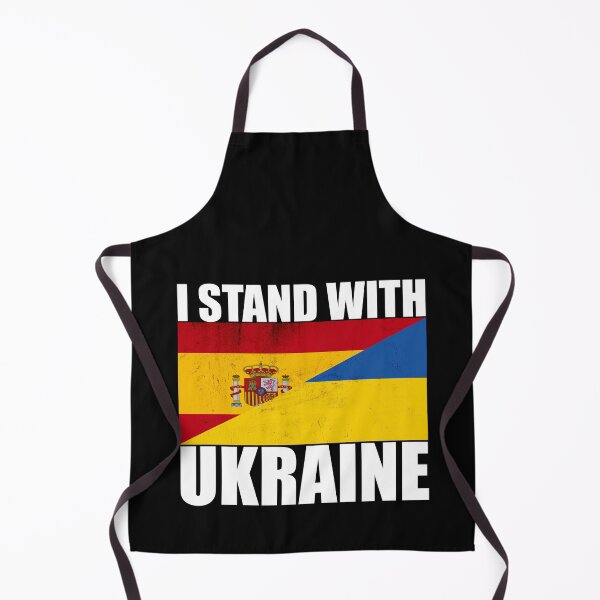 Item preview, Spaniards Stand With Ukraine - Vintage Flags and White Text designed and sold by ForUkraine2022.