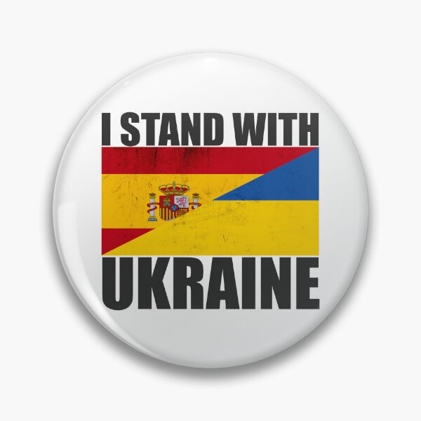 Item preview, Spain Stands With Ukraine - Vintage Flags and Black Text designed and sold by ForUkraine2022.