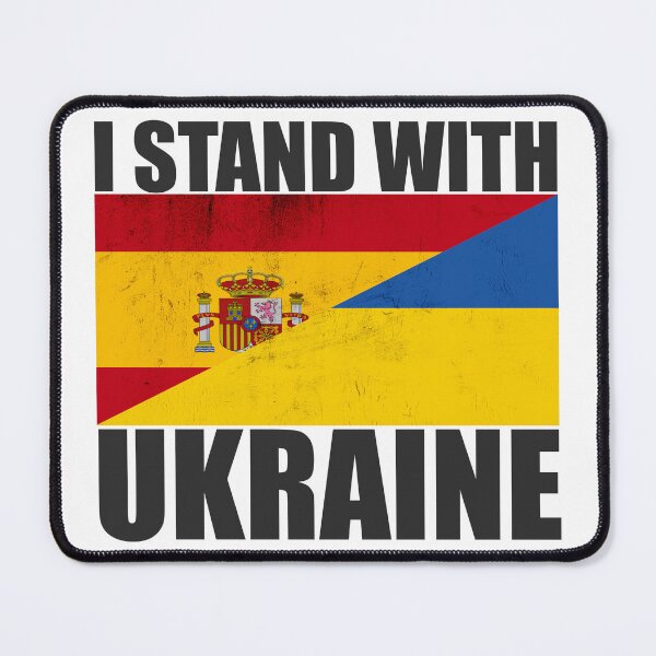 Item preview, Spain Stands With Ukraine - Vintage Flags and Black Text designed and sold by ForUkraine2022.