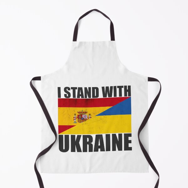 Item preview, Spain Stands With Ukraine - Vintage Flags and Black Text designed and sold by ForUkraine2022.