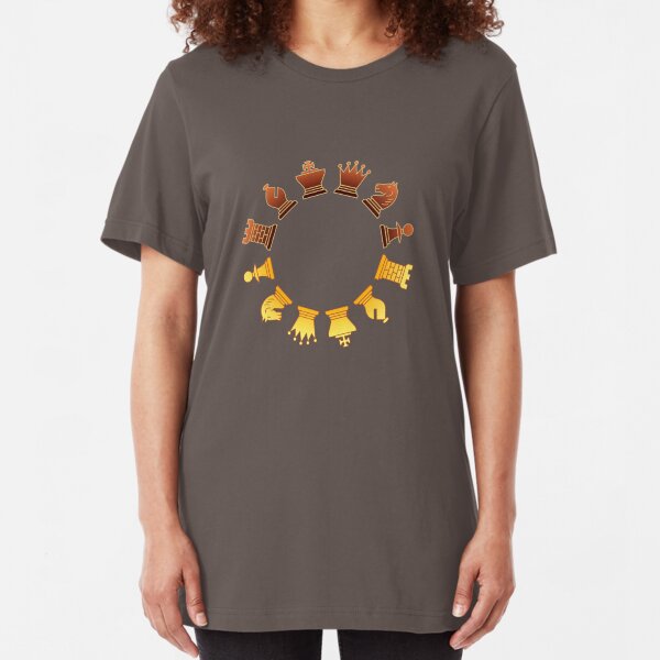 Chess - Brown and yellow circle Slim Fit T-Shirt