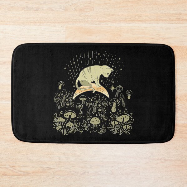 Item preview, Cottagecore Celestial Boho Mystical Mushrooms Moon Cat designed and sold by MalloWilli.