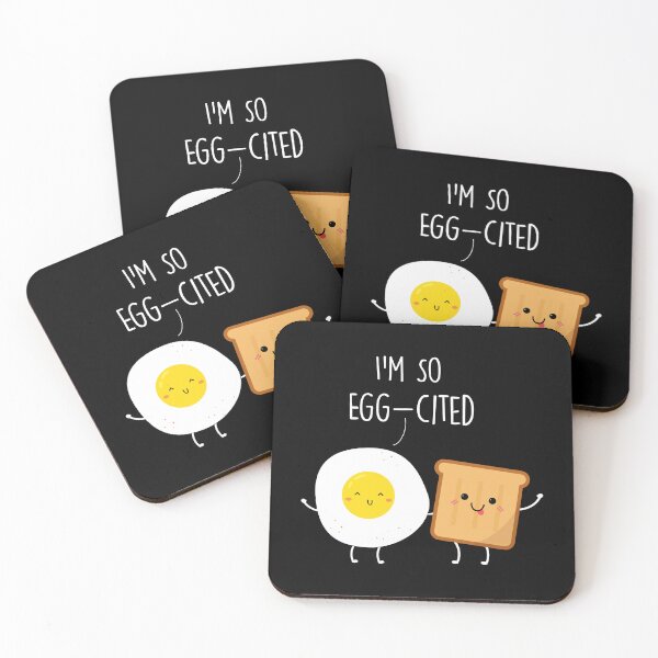 Item preview, I'm so egg-cited Pun, egg with toast pun quotes, funny kawaii Food vegan gift for men, women, boys, girls  designed and sold by NiceSpot.
