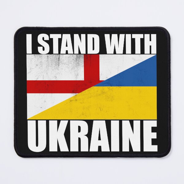 Item preview, English Stand With Ukraine - Vintage Flags and White Text designed and sold by ForUkraine2022.