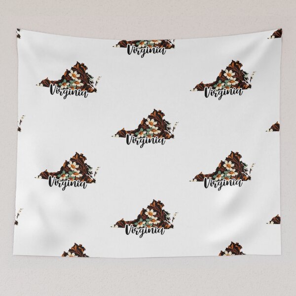 Item preview, Floral Map of USA States Virginia - Map of Virginia designed and sold by AmethystMurad.