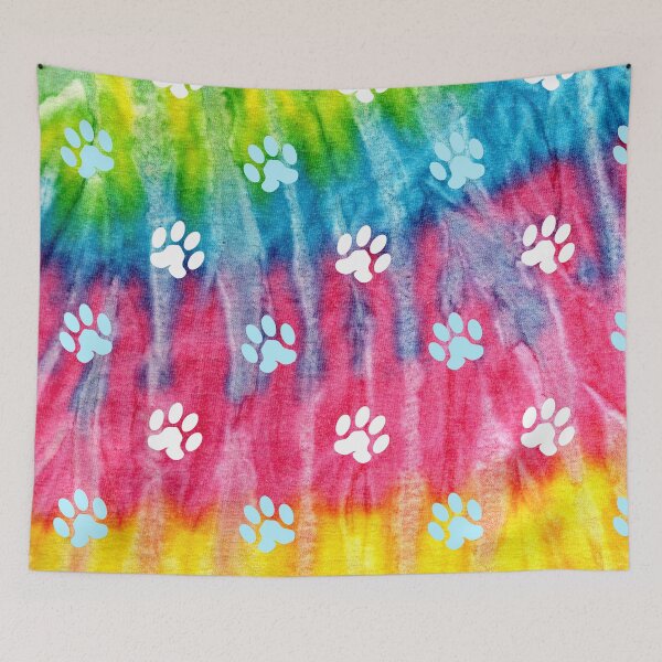 Item preview, fun colorful liquid background with dog and cat paw print designed and sold by Beeroclock.
