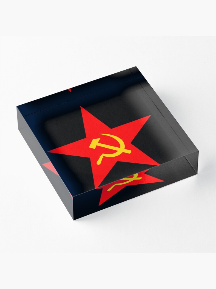 Alternate view of Hammer & Sickle. Red Star. Communist Star. Communism. On BLACK. Acrylic Block