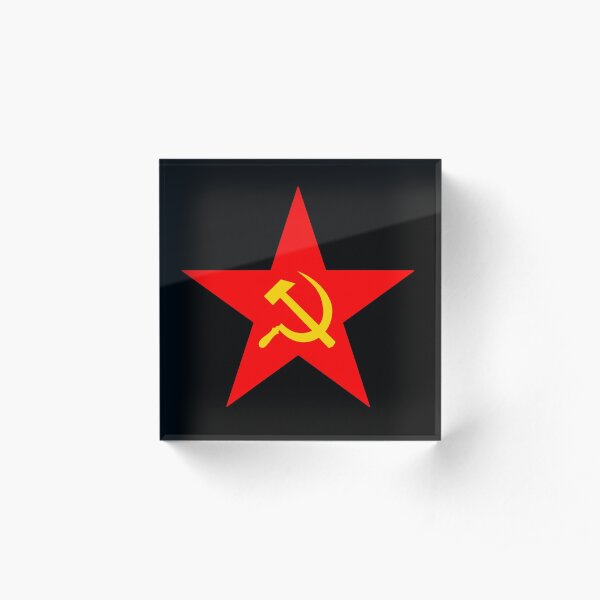 Hammer & Sickle. Red Star. Communist Star. Communism. On BLACK. Acrylic Block