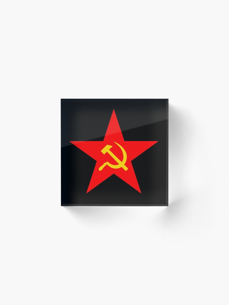 Alternate view of Hammer & Sickle. Red Star. Communist Star. Communism. On BLACK. Acrylic Block