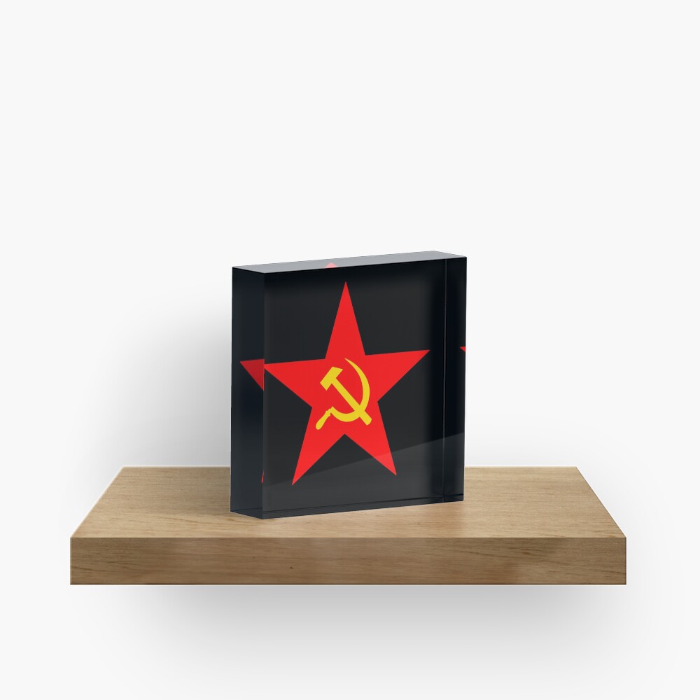 Hammer & Sickle. Red Star. Communist Star. Communism. On BLACK. Acrylic Block