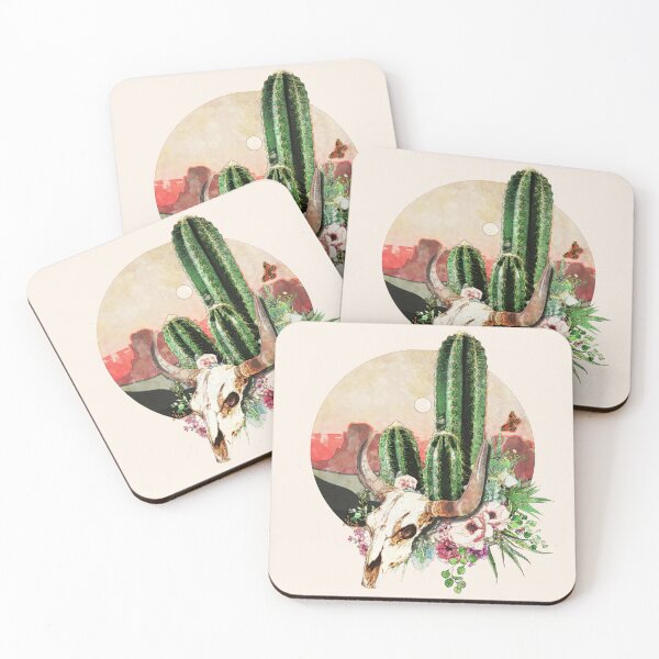 Item preview, Desert cactus, watercolor cow Skull and succulents plant, catus and flowers designed and sold by Collagedream.