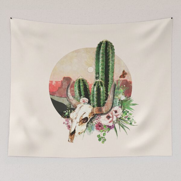 Item preview, Desert cactus, watercolor cow Skull and succulents plant, catus and flowers designed and sold by Collagedream.