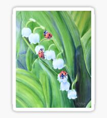 Ladybugs and lily of the valley Sticker
