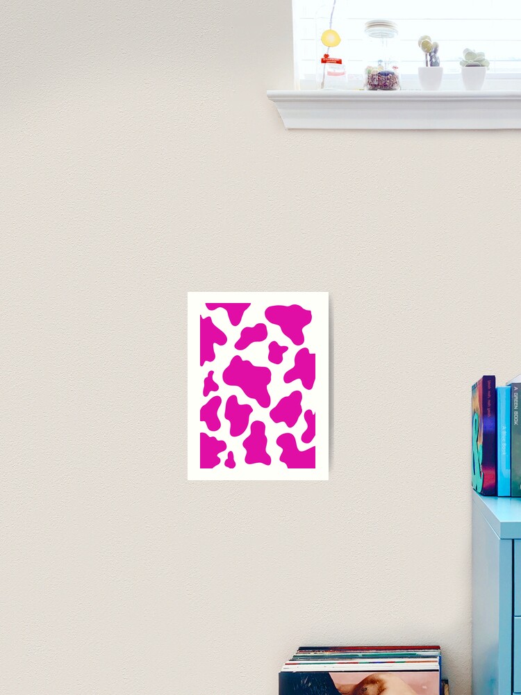 Neon Pink Cow Print Art Print