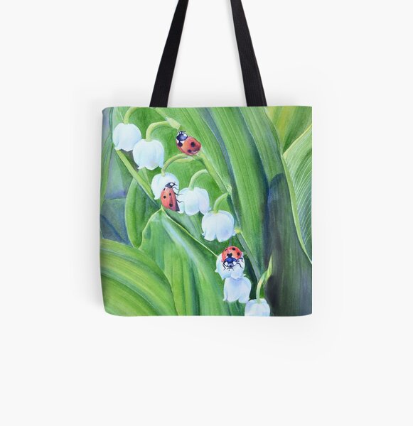 Coccinelles et muguet Tote bag doublé