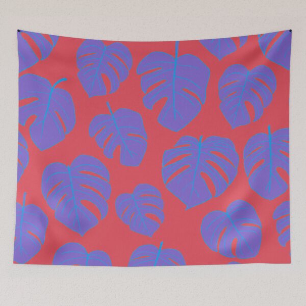 Item preview, Purple Tropical Jungle Leaves Pattern Design, Purple Monstera Leaves designed and sold by antevasinart.