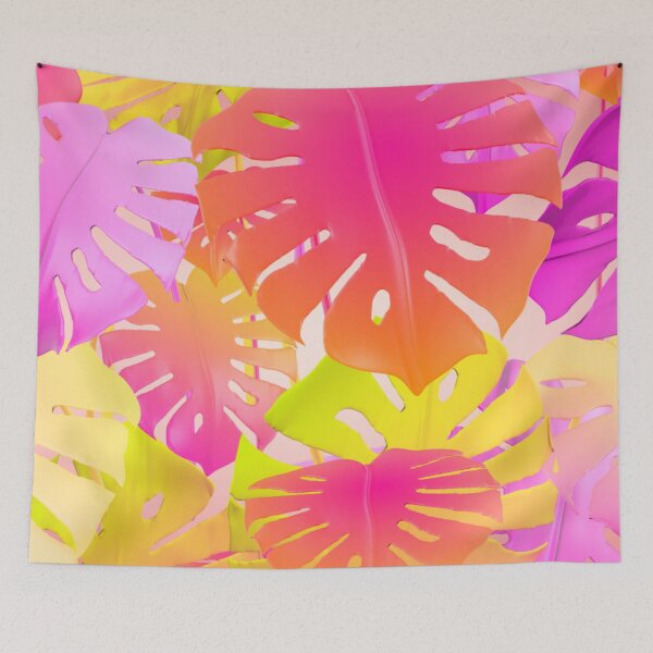 Item preview, Colorful Tropical Jungle Leaves Pattern Design, Colorful Monstera Leaves designed and sold by antevasinart.