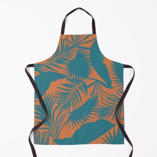 Item preview, Dark Green Tropical Jungle Leaves Pattern Design, Orange Background designed and sold by antevasinart.